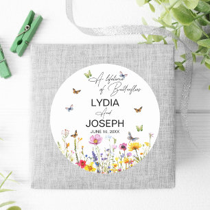 A Lifetime of Butterflies Wildflowers Wedding Classic Round Sticker