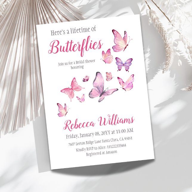 A Lifetime of Butterfly Purple Bridal Shower Invitation (Creator Uploaded)