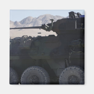 A light armoured vehicle fires magnet
