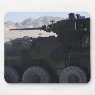 A light armoured vehicle fires mouse mat