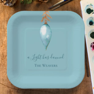 A Light Has Dawned  Watercolor Christian Christmas Paper Plate