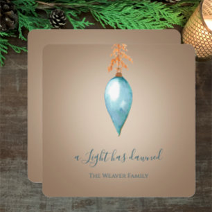A Light Has Dawned   Watercolor Custom Christmas Holiday Card