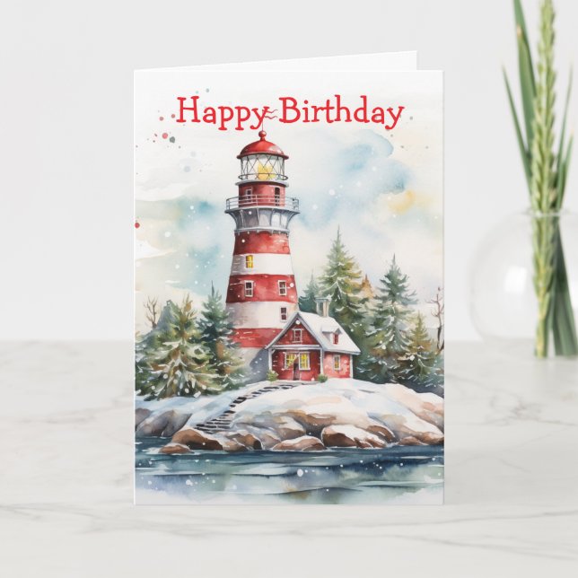 A Lighthouse in Winter Card (Front)