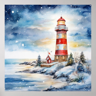 A Lighthouse in Winter Poster