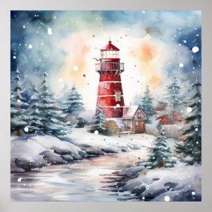 A Lighthouse in Winter Poster