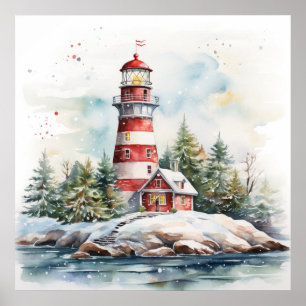 A Lighthouse in Winter Poster