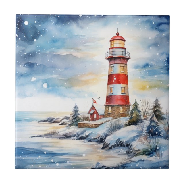 A Lighthouse in Winter Tile (Front)