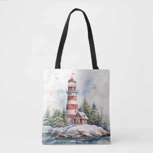 A Lighthouse in Winter Tote Bag