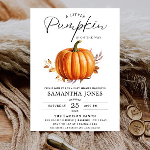 A Liitle Pumpkin Is on the Way Fall Baby Shower Invitation
