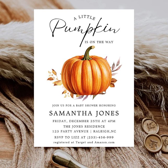 A Liitle Pumpkin Is on the Way Fall Baby Shower   Invitation (Creator Uploaded)