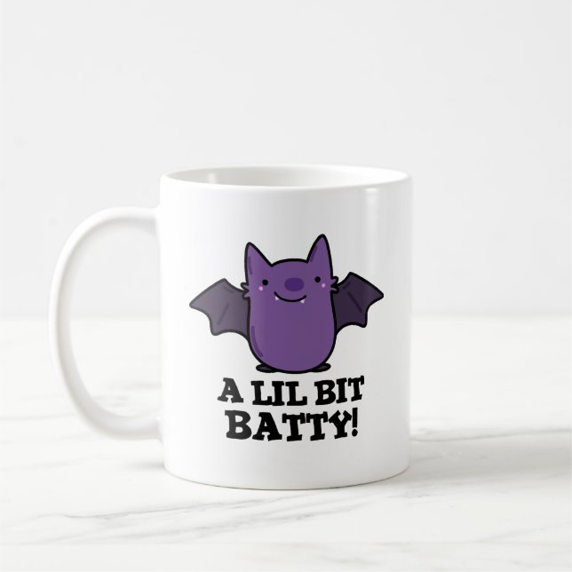A Lil Bit Batty Funny Baby Bat Pun  Coffee Mug (Left)