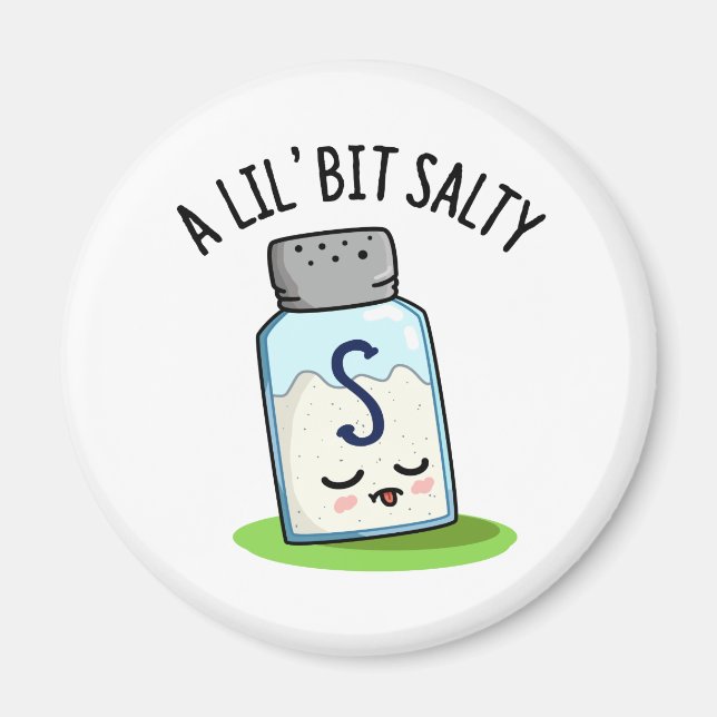A Lil Bit Salty Funny Salt Shaker Pun  Magnet (Front)