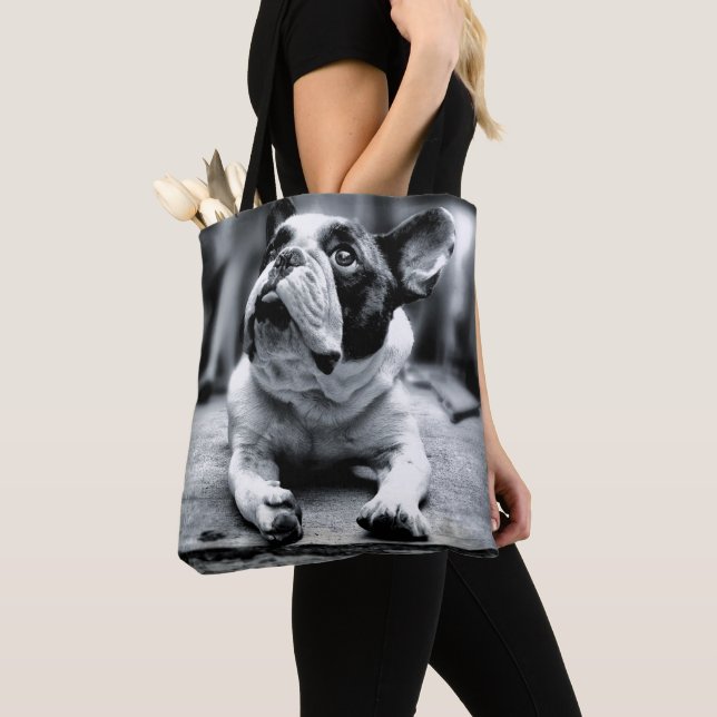 A Lil' French Bulldog Waits Tote Bag (Close Up)