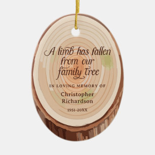 A Limb Has Fallen Personalised Photo Memorial Ceramic Tree Decoration