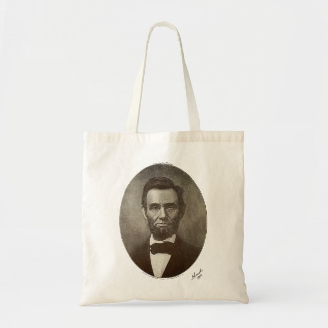 a lincoln 1864 signature oval portrait 2000 sv tote bag (Front)