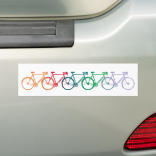 a line of colour bicycles  bumper sticker