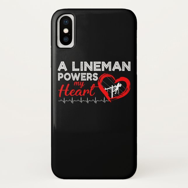 A Lineman Powers My Heart Lineman Heart Case-Mate iPhone Case (Back)