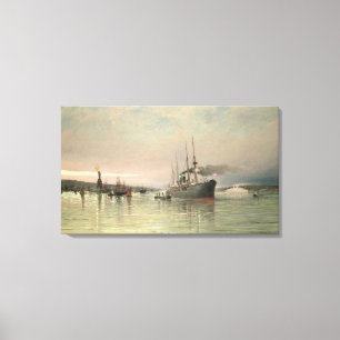 A Liner and Other Shipping before the Statue of Li Canvas Print