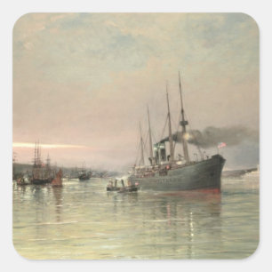 A Liner and Other Shipping before the Statue of Li Square Sticker