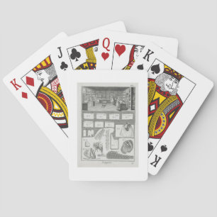 A lingerie maker's workshop and material, from the playing cards