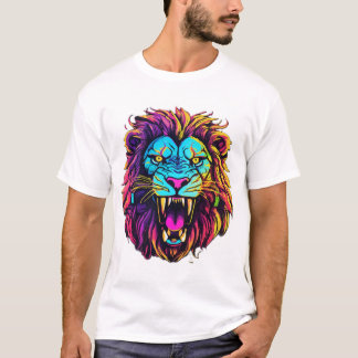 a Lion angry face with a snake around him T-Shirt