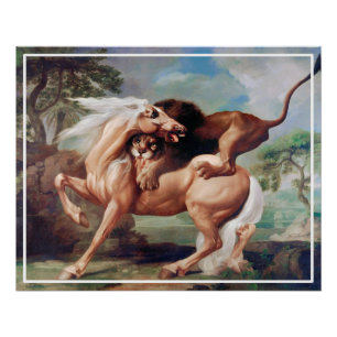 A Lion Attacking a Horse (1762) painting Poster