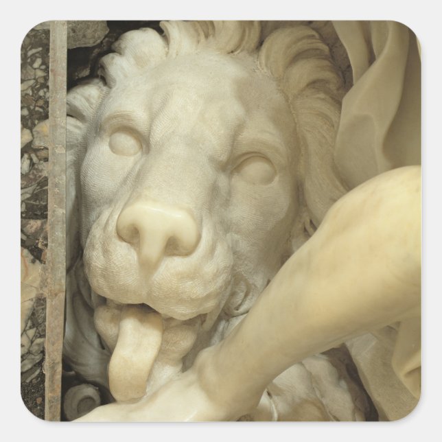 A Lion licking the foot of Daniel Square Sticker (Front)