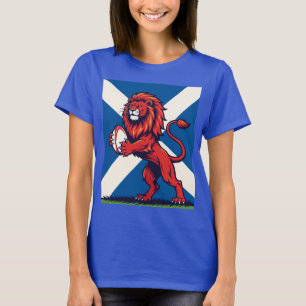 A Lion Rampant Gripping A Rugby Ball T-Shirt