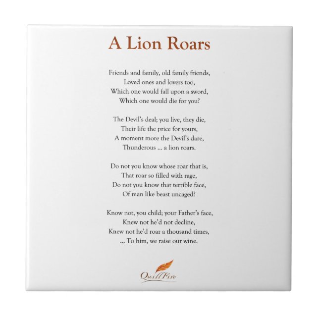 A Lion Roars Poem Tile (Front)