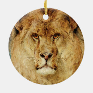A Lion's Head (by Heywood Hardy) Ceramic Tree Decoration