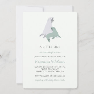 A litlle one is coming soon animal boy baby shower invitation