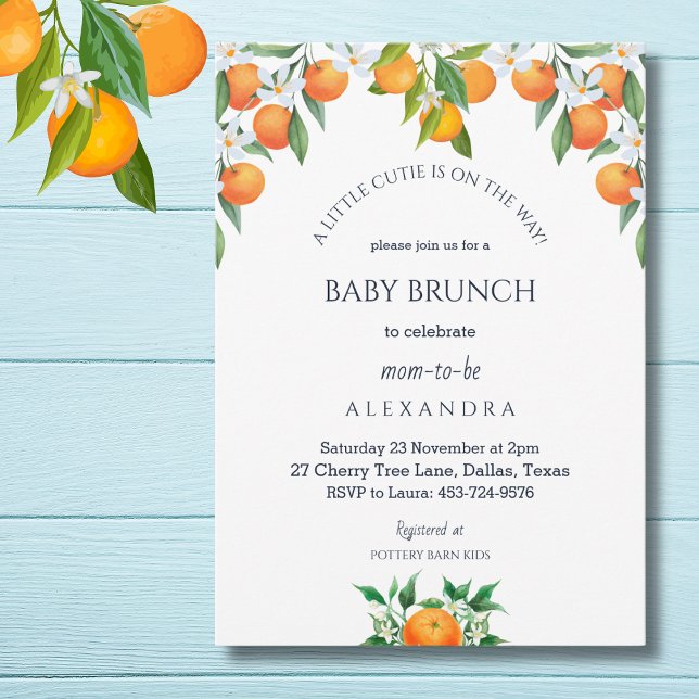 A Litte Cutie Orange Citrus Baby Brunch  Invitation (Creator Uploaded)