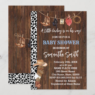 A Little AA Cowboy is his Way Western Baby Shower Invitation