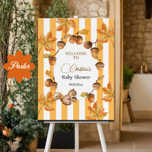 A Little Acorn Fall Plaids Baby Shower Welcome Poster