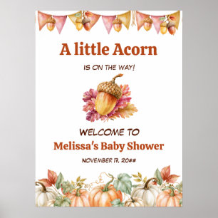A Little Acorn Is on the Way Fall Baby Shower Poster