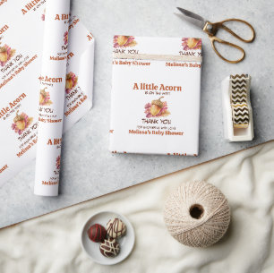A Little Acorn Is on the Way Fall Baby Shower Wrapping Paper
