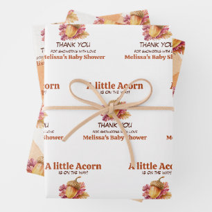 A Little Acorn Is on the Way Fall Baby Shower Wrapping Paper Sheet