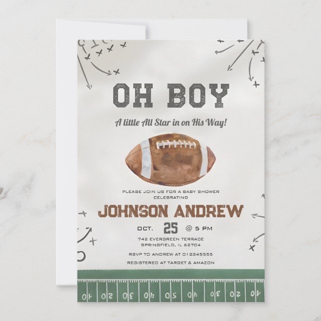 A little All Star American football Baby Shower Invitation (Front)