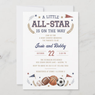 A Little All-Star Is on the Way Baby Shower Invitation