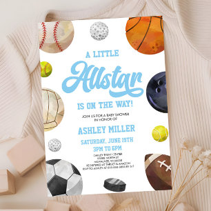 A Little Allstar Is On The Way! Sports Baby Shower Invitation