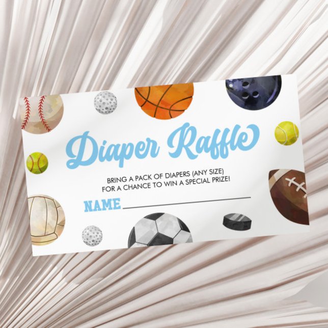 A Little Allstar Sports Baby Shower Diaper Raffle Enclosure Card (Creator Uploaded)