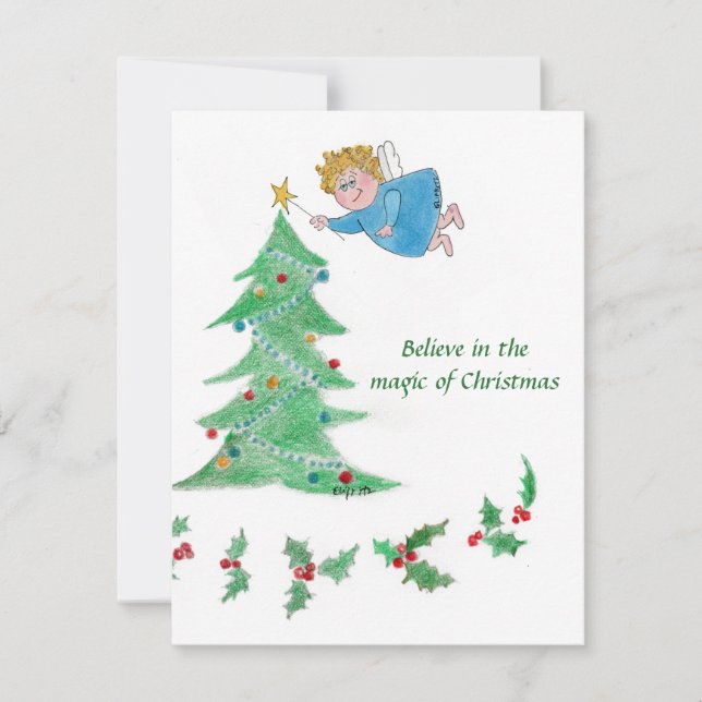 A Little Angel brings the Magic of Christmas Holiday Card (Front)