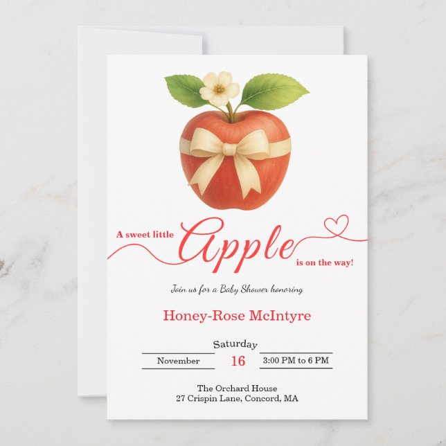 A Little Apple Is On The Way | Fall Baby Shower  Invitation (Front)