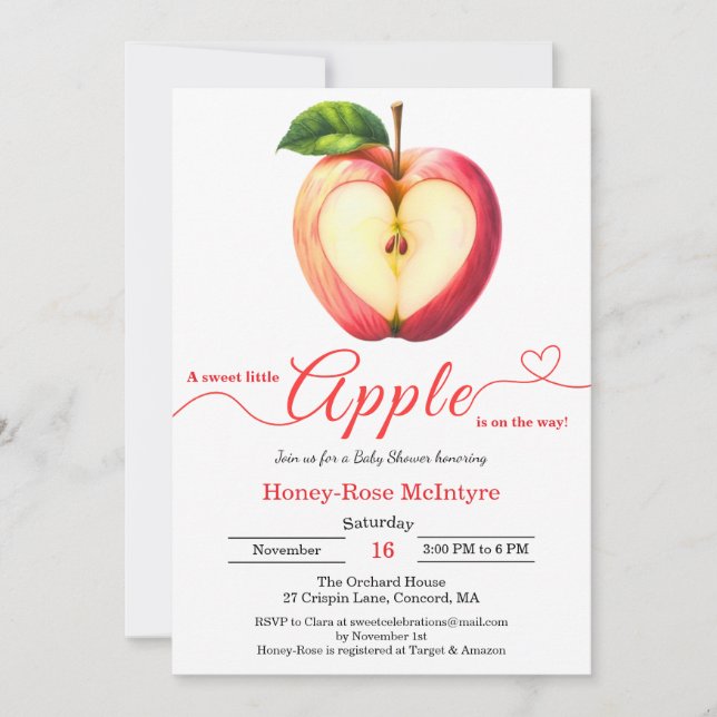 A Little Apple Is On The Way | Fall Baby Shower  Invitation (Front)