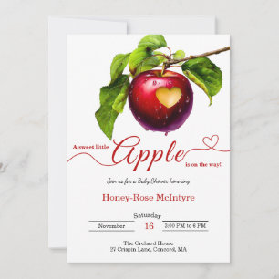 A Little Apple Is On The Way   Fall Baby Shower  Invitation