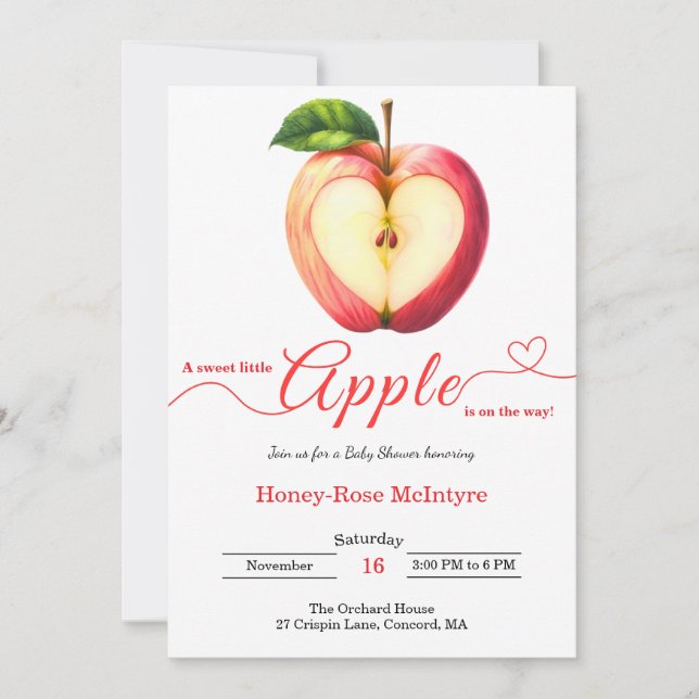 A Little Apple Is On The Way | Fall Baby Shower  Invitation (Front)