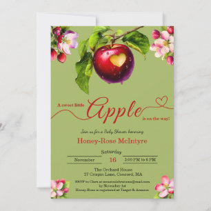 A Little Apple Is On The Way   Fall Baby Shower  Invitation