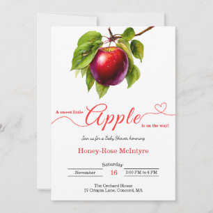 A Little Apple Is On The Way   Fall Baby Shower  Invitation