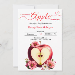 A Little Apple Is On The Way Fall Baby Shower Invitation