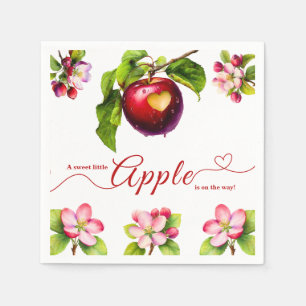 A Little Apple Is On The Way   Fall Baby Shower  Napkin